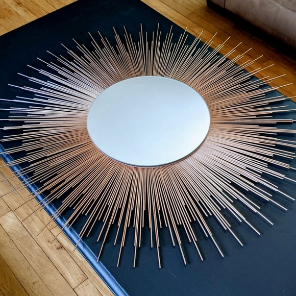 35" ROSE GOLD Sunburst Mirror Decorative Wall Mirror - Picture 3 of 7